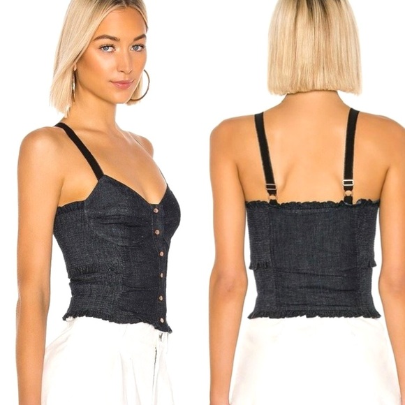 CHLOE See by Chloe Bustier Style Snap Front Chambray Cropped Cami Size 10 NEW - Picture 2 of 15